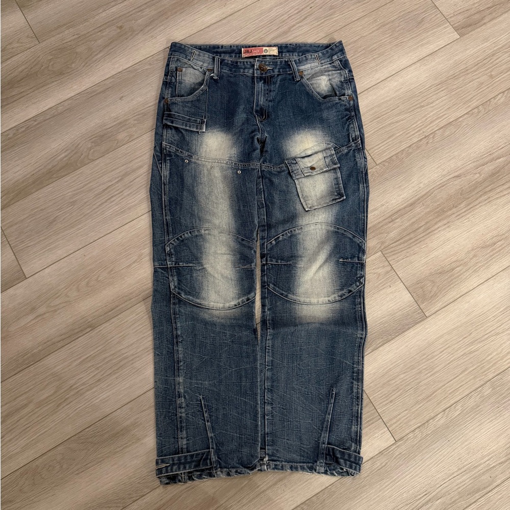 Vintage J & J blue jeans with unique design and pockets